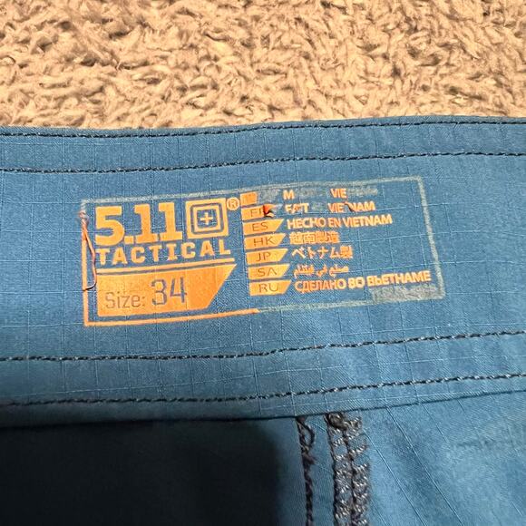 5.11 Tactical Shorts Mens 34 Board Shorts Beach Swim Trunks Unlined Stretch Blue - Picture 10 of 10